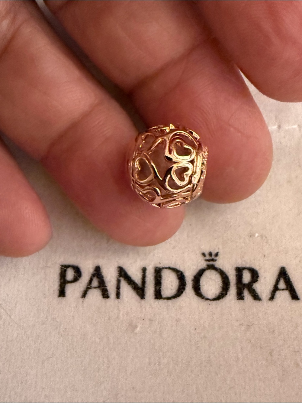 Pandora Rose Gold Openwork Heart Charm Bead